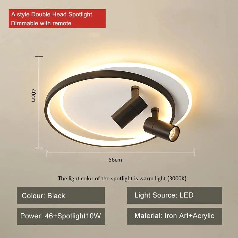 Plafonnier moderne à LEDs avec projecteur intégré en surface | Marco Lucetti A variateur noir / CHINE