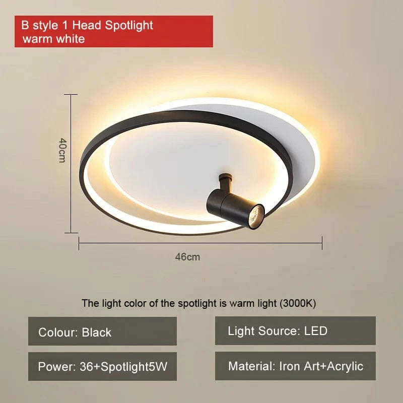 Plafonnier moderne à LEDs avec projecteur intégré en surface | Marco Lucetti B noir blanc chaud / CHINE