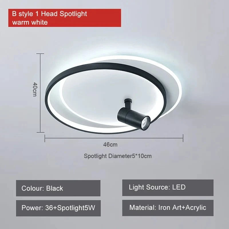 Plafonnier moderne à LEDs avec projecteur intégré en surface | Marco Lucetti B noir blanc froid / CHINE