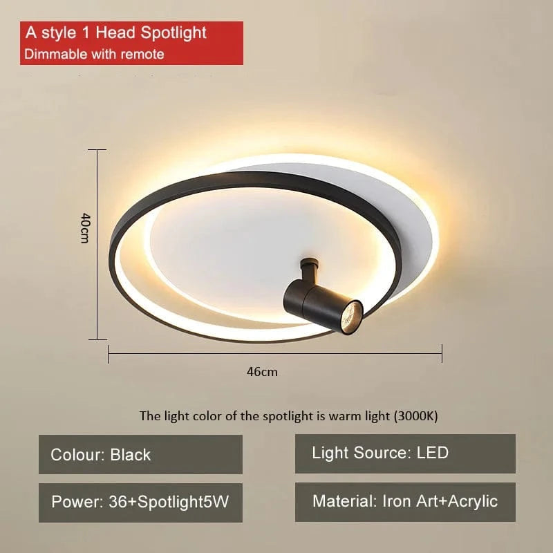 Plafonnier moderne à LEDs avec projecteur intégré en surface | Marco Lucetti B noir dimmable / CHINE