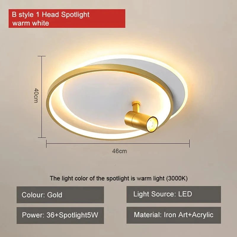 Plafonnier moderne à LEDs avec projecteur intégré en surface | Marco Lucetti B or blanc chaud / CHINE