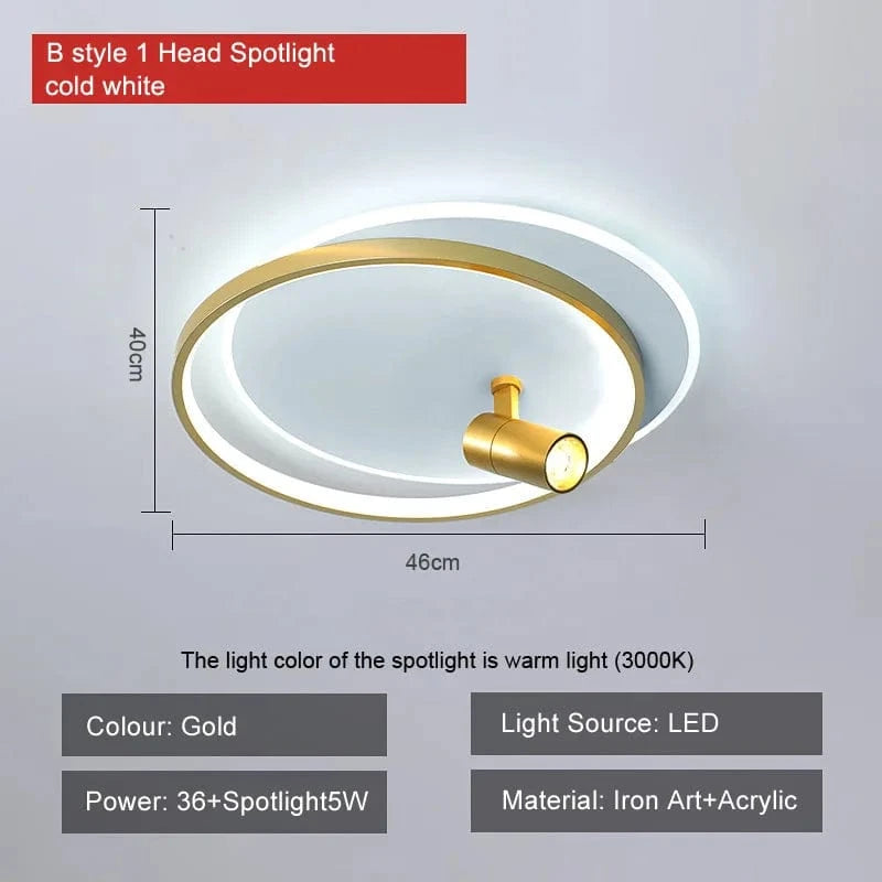 Plafonnier moderne à LEDs avec projecteur intégré en surface | Marco Lucetti B or blanc froid / CHINE