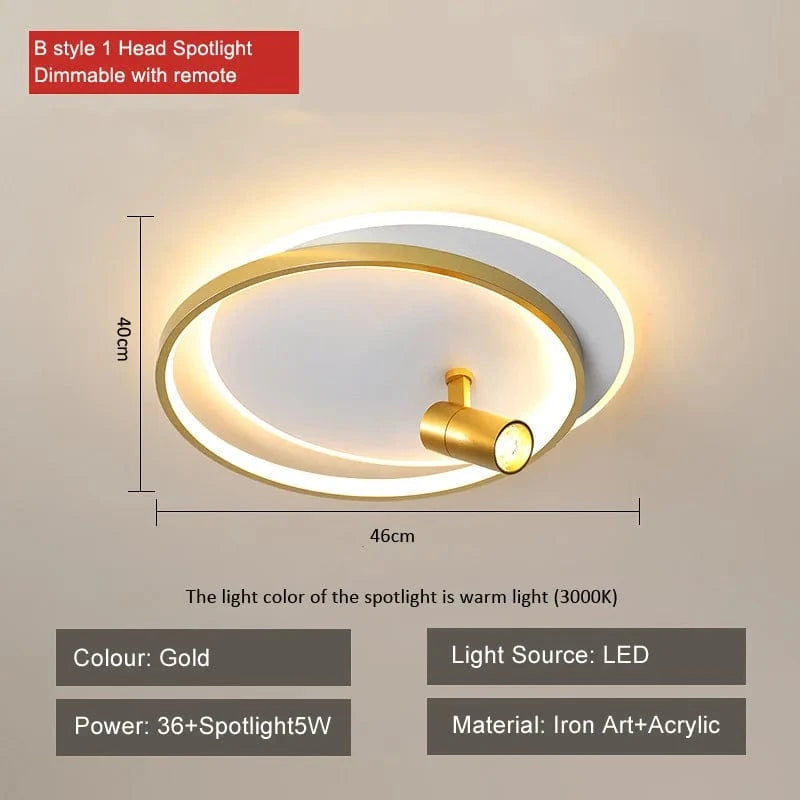 Plafonnier moderne à LEDs avec projecteur intégré en surface | Marco Lucetti B or dimmable / CHINE