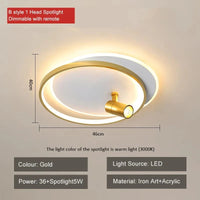 Plafonnier moderne à LEDs avec projecteur intégré en surface | Marco Lucetti B or dimmable / CHINE