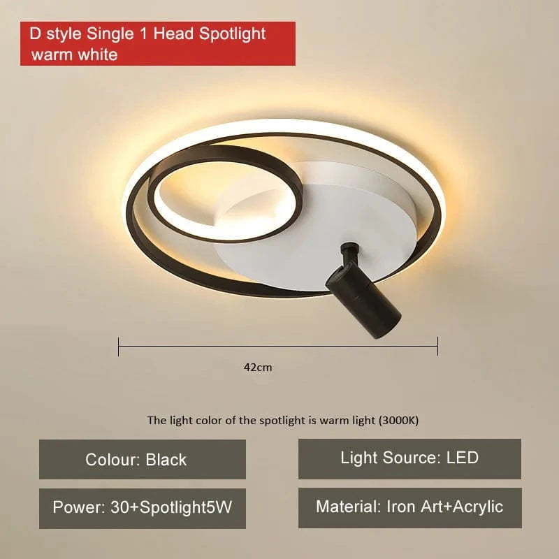 Plafonnier moderne à LEDs avec projecteur intégré en surface | Marco Lucetti D noir blanc chaud / CHINE