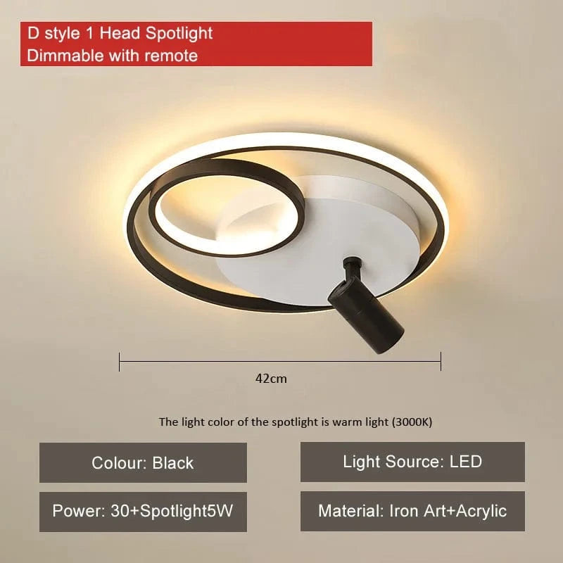 Plafonnier moderne à LEDs avec projecteur intégré en surface | Marco Lucetti D noir dimmable / CHINE