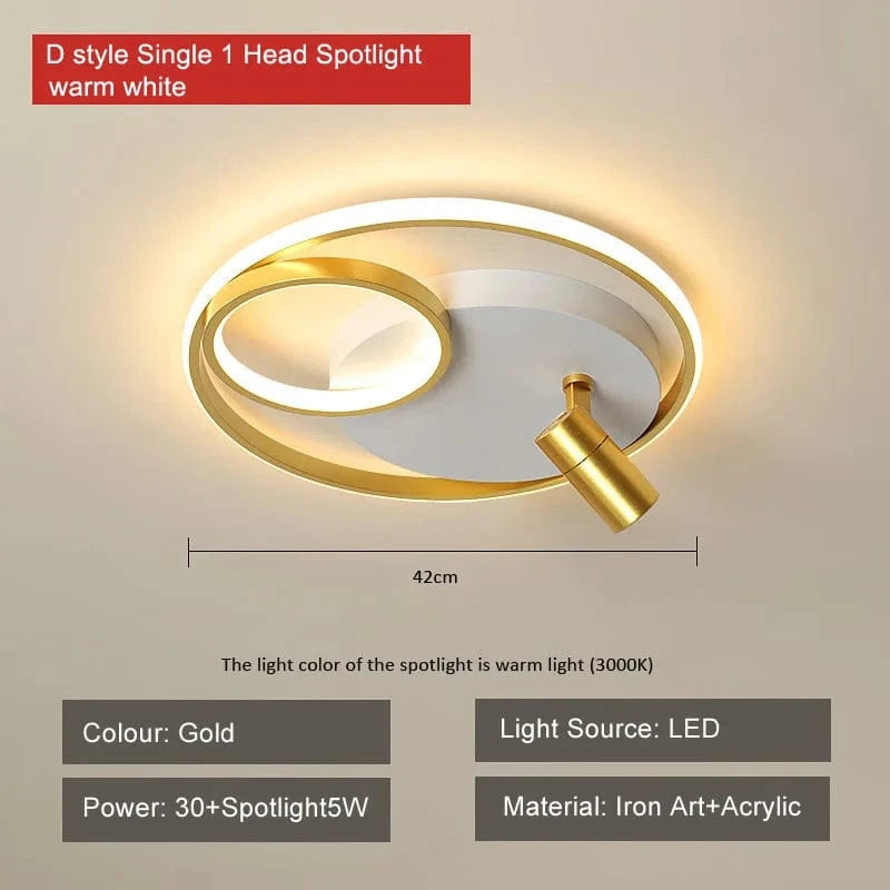 Plafonnier moderne à LEDs avec projecteur intégré en surface | Marco Lucetti D or blanc chaud / CHINE