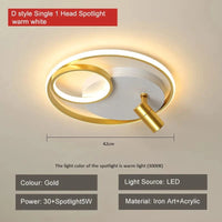 Plafonnier moderne à LEDs avec projecteur intégré en surface | Marco Lucetti D or blanc chaud / CHINE