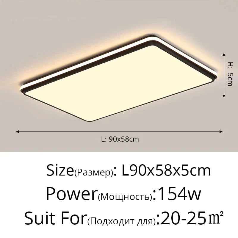 Plafonnier Moderne à LEDs avec Télécommande et Gradation Intelligente | Marco Lucetti 90x58cm noir / Luminosité variable