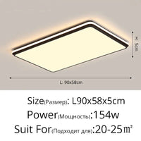 Plafonnier Moderne à LEDs avec Télécommande et Gradation Intelligente | Marco Lucetti 90x58cm noir / Luminosité variable