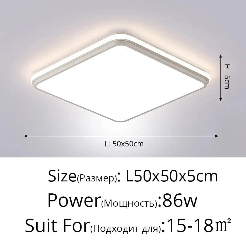 Plafonnier Moderne à LEDs avec Télécommande et Gradation Intelligente | Marco Lucetti Carré 50cm blanc / Luminosité variable