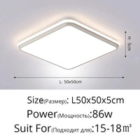 Plafonnier Moderne à LEDs avec Télécommande et Gradation Intelligente | Marco Lucetti Carré 50cm blanc / Luminosité variable