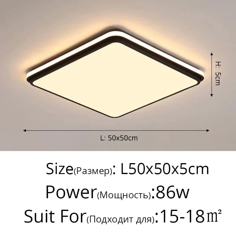 Plafonnier Moderne à LEDs avec Télécommande et Gradation Intelligente | Marco Lucetti Carré 50cm noir / Blanc froid, pas de télécommande