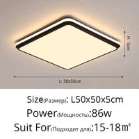 Plafonnier Moderne à LEDs avec Télécommande et Gradation Intelligente | Marco Lucetti Carré 50cm noir / Blanc froid, pas de télécommande