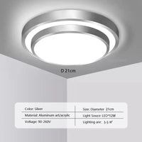 Plafonnier moderne à LEDs double couche en aluminium avec télécommande - Luminex | Marco Lucetti LCL118 Argent 21cm / Gradation continue-RC