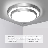 Plafonnier moderne à LEDs double couche en aluminium avec télécommande - Luminex | Marco Lucetti LCL118 Argent 28cm / Gradation continue-RC