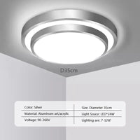 Plafonnier moderne à LEDs double couche en aluminium avec télécommande - Luminex | Marco Lucetti LCL118 Argent 35cm / Gradation continue-RC