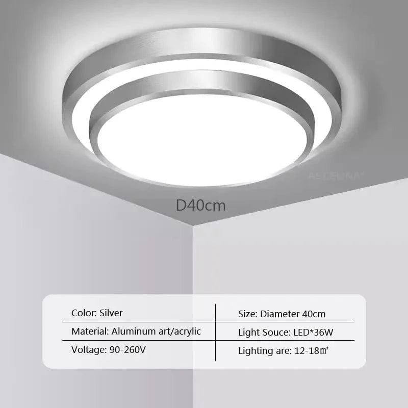 Plafonnier moderne à LEDs double couche en aluminium avec télécommande - Luminex | Marco Lucetti LCL118 Argent 40cm / Gradation continue-RC