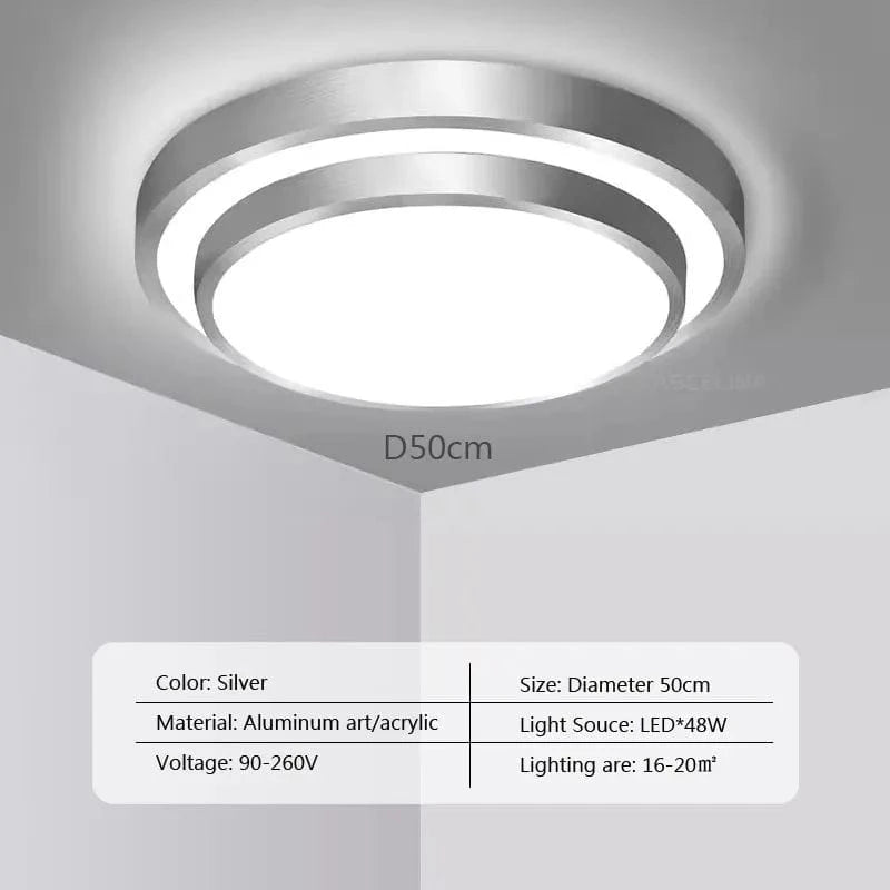 Plafonnier moderne à LEDs double couche en aluminium avec télécommande - Luminex | Marco Lucetti LCL118 Argent 50cm / Gradation continue-RC