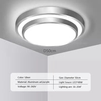 Plafonnier moderne à LEDs double couche en aluminium avec télécommande - Luminex | Marco Lucetti LCL118 Argent 50cm / Gradation continue-RC