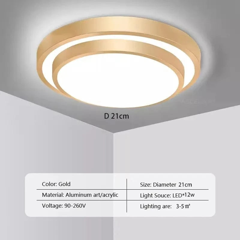 Plafonnier moderne à LEDs double couche en aluminium avec télécommande - Luminex | Marco Lucetti LCL118 Or 21cm / Feu tricolore-Pas de RC