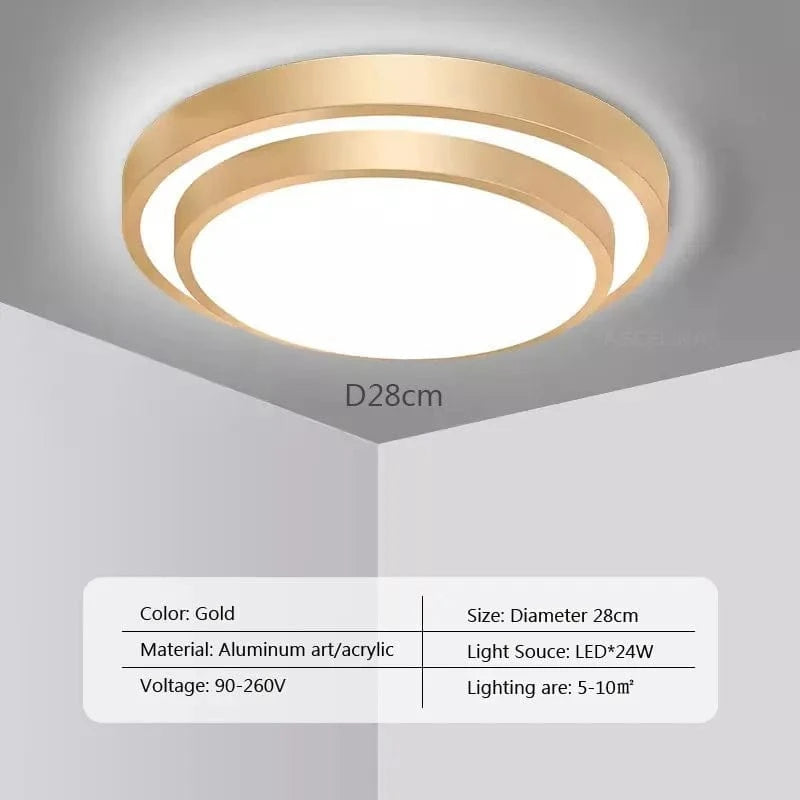 Plafonnier moderne à LEDs double couche en aluminium avec télécommande - Luminex | Marco Lucetti LCL118 Or 28cm / Feu tricolore-Pas de RC