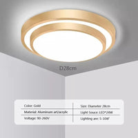 Plafonnier moderne à LEDs double couche en aluminium avec télécommande - Luminex | Marco Lucetti LCL118 Or 28cm / Feu tricolore-Pas de RC