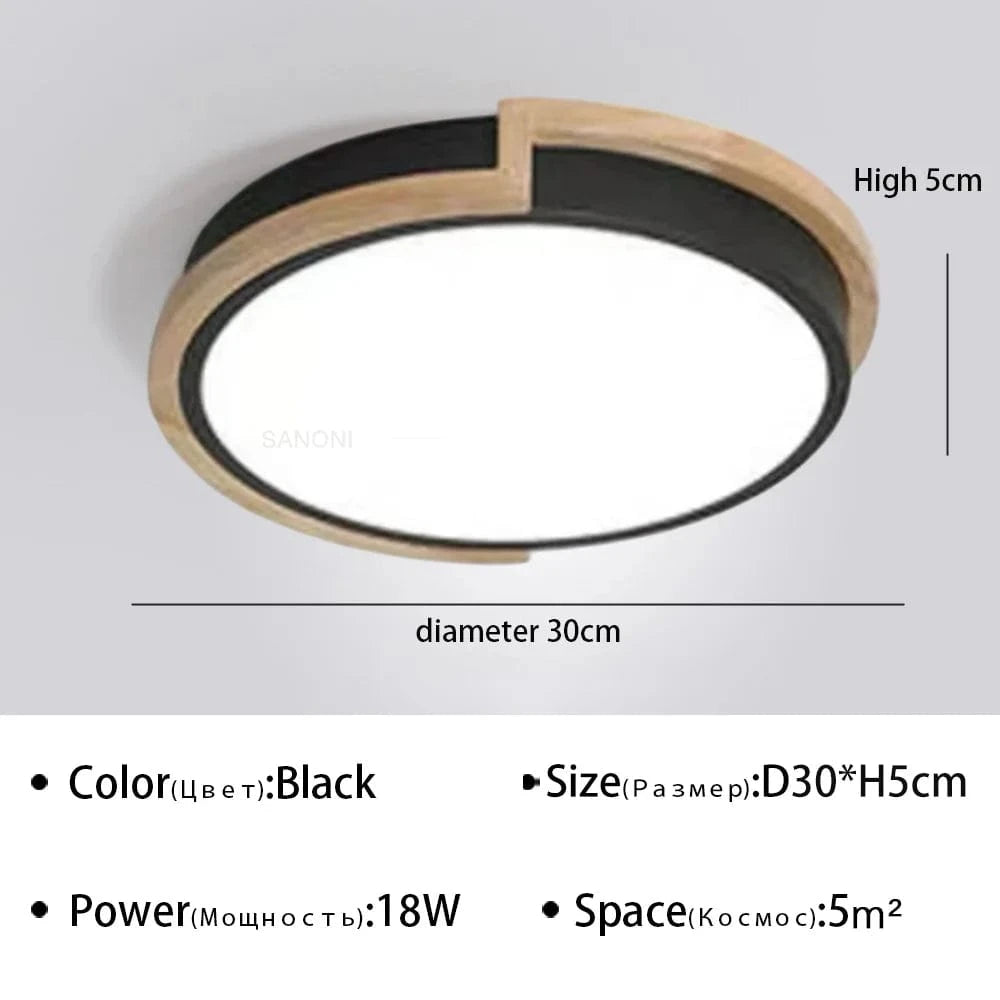 Plafonnier moderne à LEDs lumière Macaron pour maison, chambre, salon et salle à manger | Marco Lucetti Noir 30cm / Blanc chaud (pas de RC)