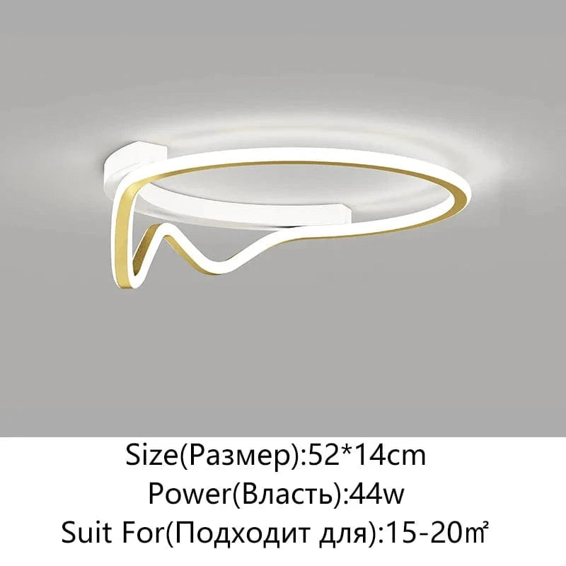 Plafonnier moderne à LEDs lumière pour toutes vos pièces | Marco Lucetti A Or Blanc 52cm / Intensité variable avec télécommande