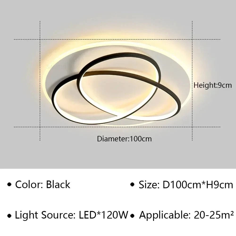 Plafonnier moderne à LEDs pour un éclairage élégant et contemporain. | Marco Lucetti Noir 100CM / Blanc chaud (pas de RC)