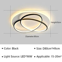 Plafonnier moderne à LEDs pour un éclairage élégant et contemporain. | Marco Lucetti Noir 80CM / Blanc chaud (pas de RC)