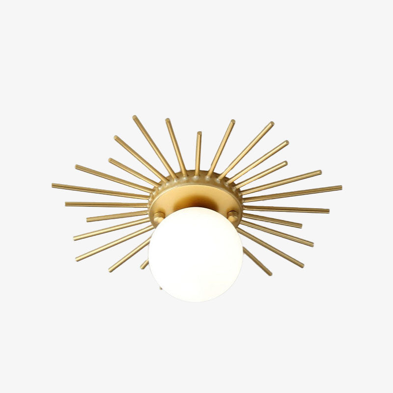 Plafonnier Joha en verre et métal doré