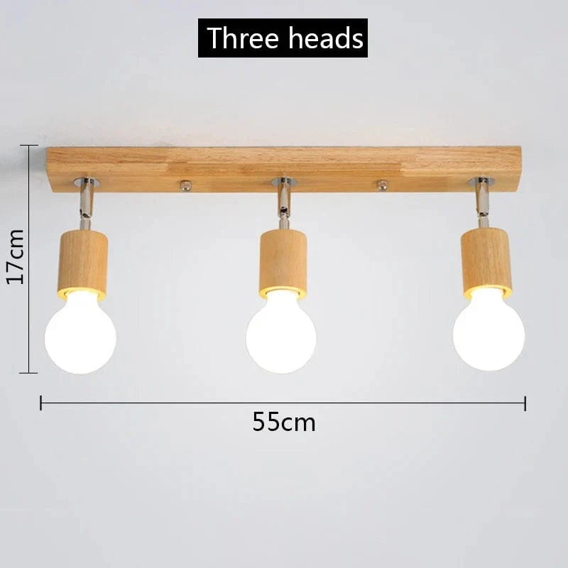 Plafonnier moderne en bois nordique avec LED pour intérieur | Marco Lucetti 3 têtes / CHINE