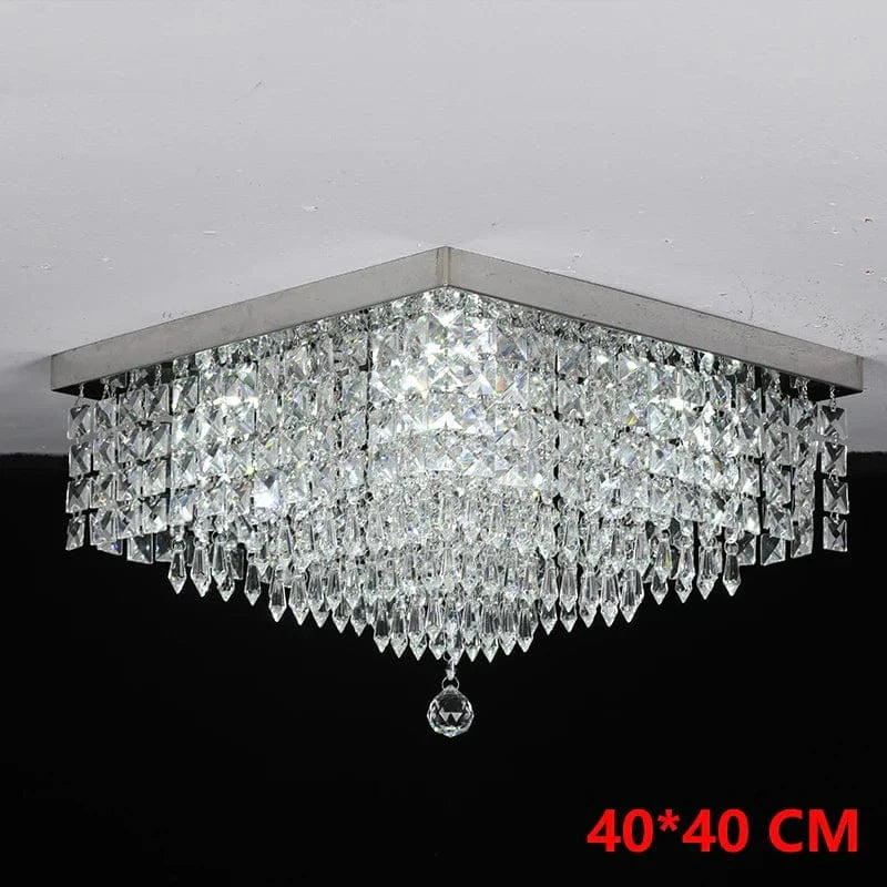 Plafonnier Moderne en Cristal K9 LED Carré pour Décoration à la Maison, Salon et Salle à Manger | Marco Lucetti 40cmX40cm / Blanc froid