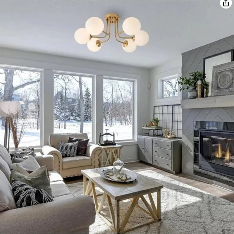 Plafonnier moderne en fer forgé | Lampe de porche avec abat-jour sphérique en verre blanc | Marco Lucetti