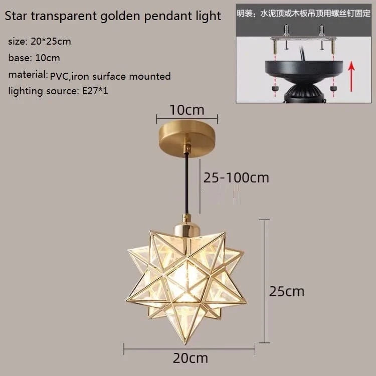 Plafonnier moderne en forme de pentagramme doré - Collection Deco Luxe | Marco Lucetti Suspension B