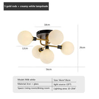 Plafonnier moderne en verre LED pour un salon design | Marco Lucetti 5 têtes Or A / Sans ampoule