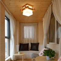 Plafonnier moderne japonais chaleureux pour cottage en bois avec abat-jour en verre | Marco Lucetti