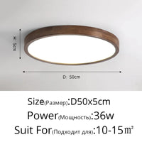 Plafonnier LED bois massif de style moderne