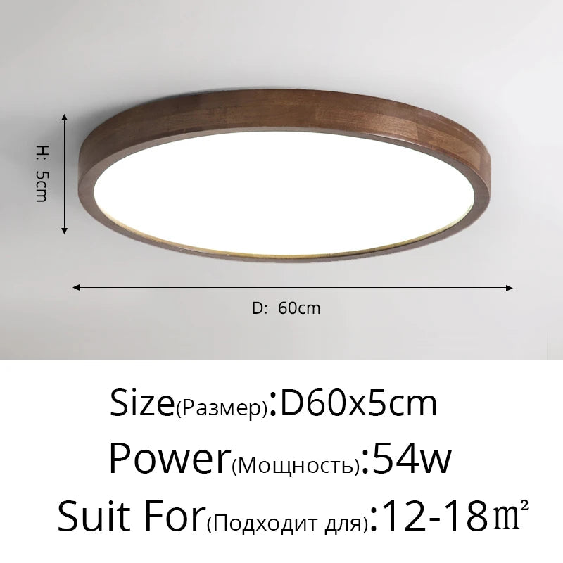 Plafonnier LED bois massif de style moderne