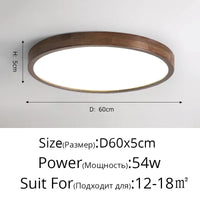 Plafonnier LED bois massif de style moderne