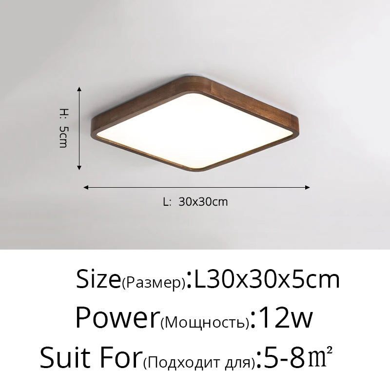 Plafonnier LED bois massif de style moderne