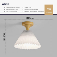 Plafonnier LED Bois et Tissu Plissé