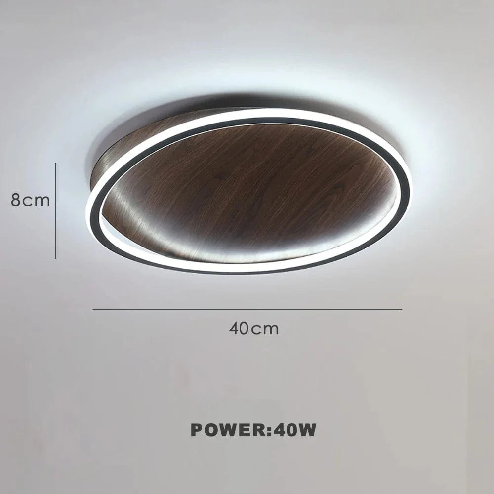 Plafonnier Moderne Rétro Bois Couleur pour Chambre, Restaurant, Cuisine, Étude, Balcon - Éclairage Led Intérieur | Marco Lucetti A diamètre40cm / Blanc chaud