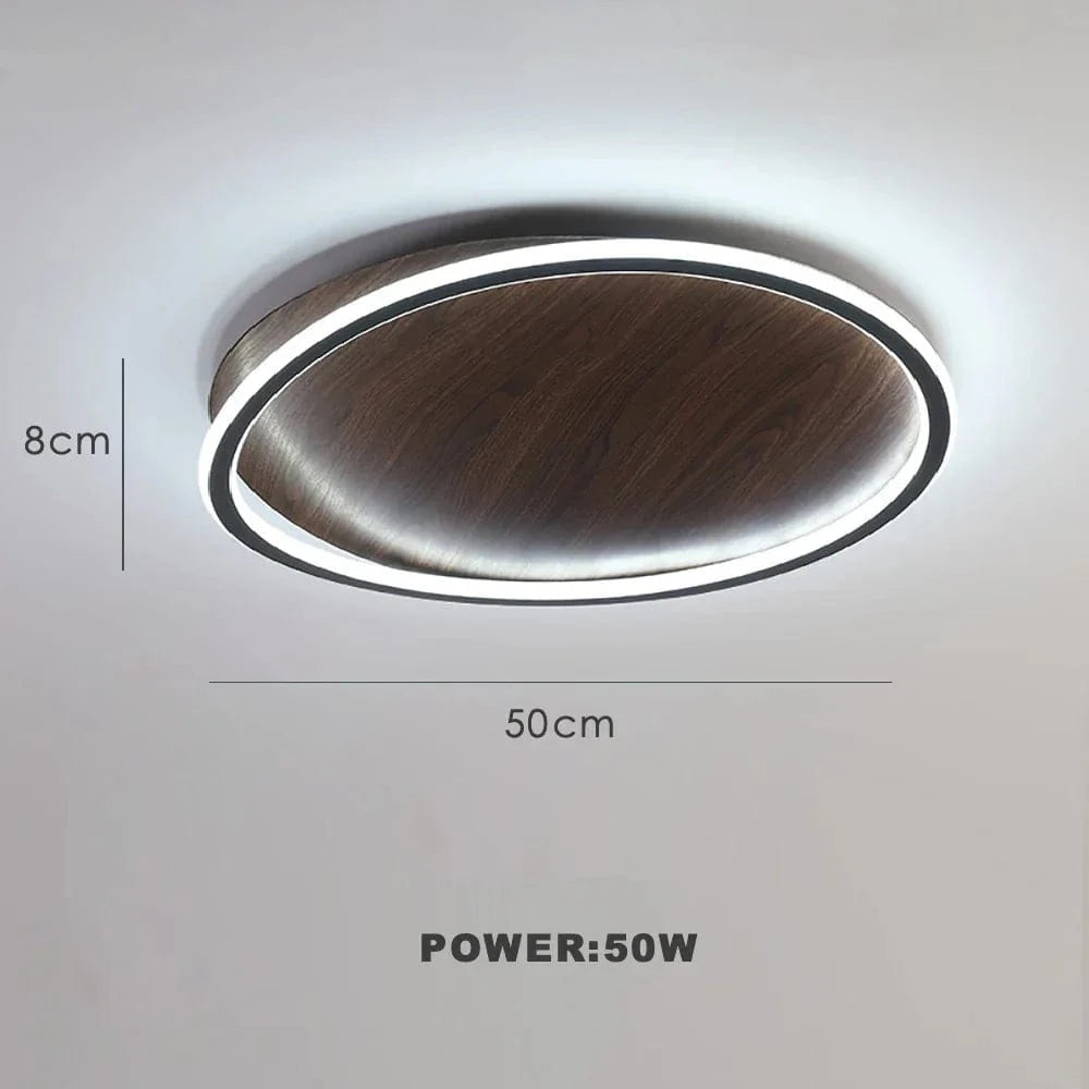 Plafonnier Moderne Rétro Bois Couleur pour Chambre, Restaurant, Cuisine, Étude, Balcon - Éclairage Led Intérieur | Marco Lucetti A diamètre50cm / Blanc chaud