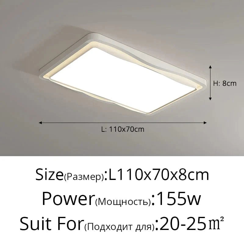 Plafonnier Moderne Salon Crème avec Protection Oculaire et Spectre Complet | Marco Lucetti GT378 L110x70cm 155W / Intensité variable avec télécommande