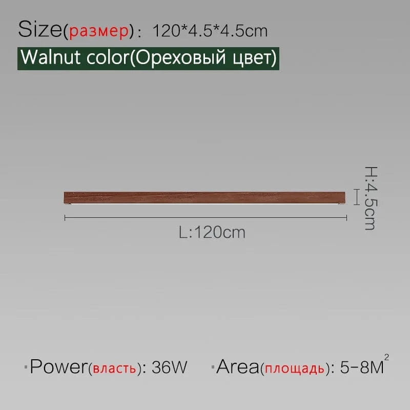 Plafonnier mural LED pour allée et couloir | Marco Lucetti Coloris noyer 120 cm / Blanc chaud Pas de télécommande