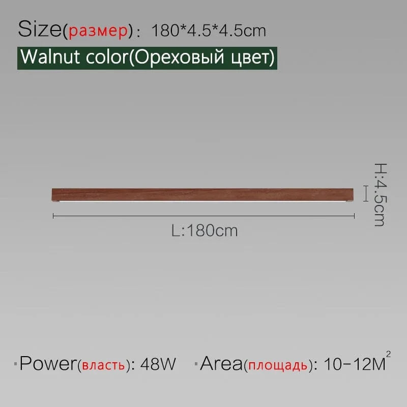 Plafonnier mural LED pour allée et couloir | Marco Lucetti Coloris noyer 180 cm / Blanc chaud Pas de télécommande