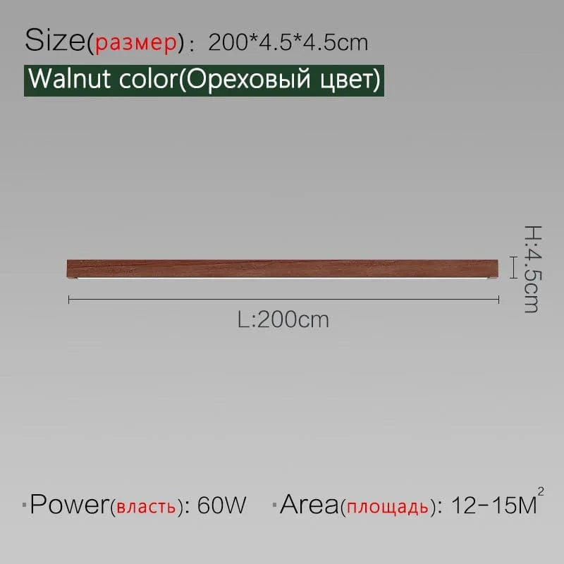 Plafonnier mural LED pour allée et couloir | Marco Lucetti Coloris noyer 200 cm / Blanc chaud Pas de télécommande