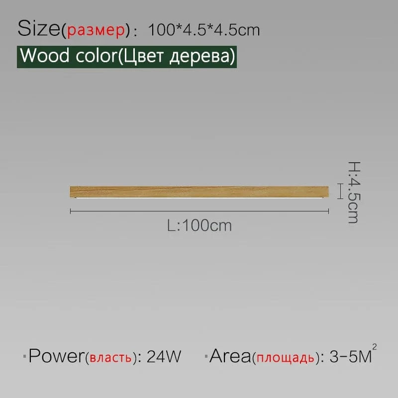 Plafonnier mural LED pour allée et couloir | Marco Lucetti Couleur bois 100 cm / Blanc chaud Pas de télécommande